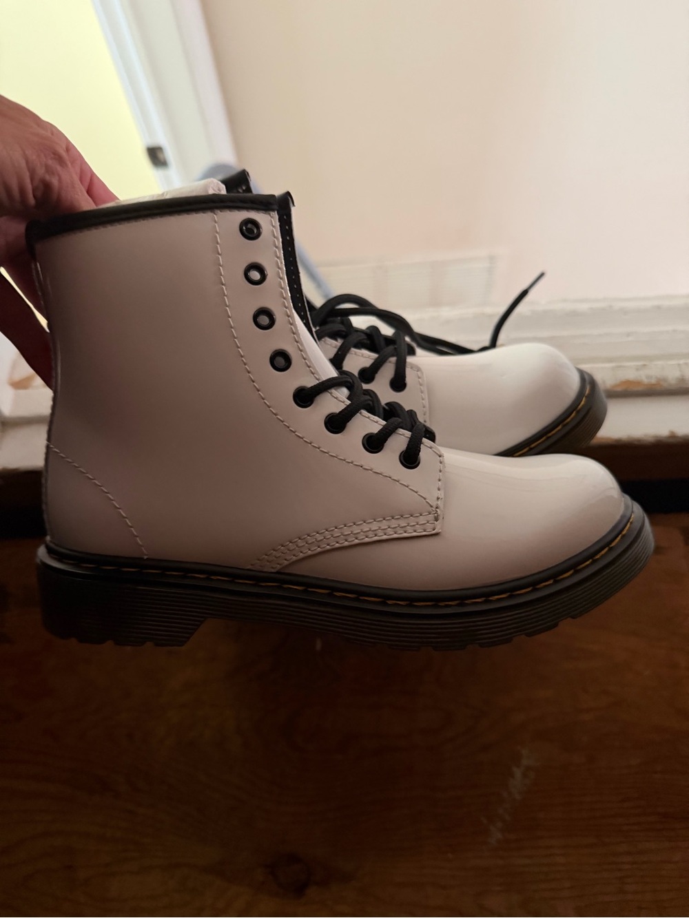 Big Girls White Lace-Up Dr. Marten Boots
